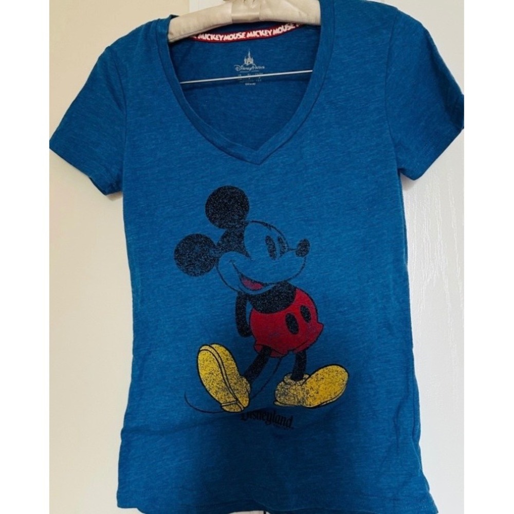 Disney Parks Disneyland Resort Mickey Mouse‎ V-Neck  T-Shirt Blue Womens XS